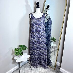 90s Floral Purple Sleeveless Maxi Dress